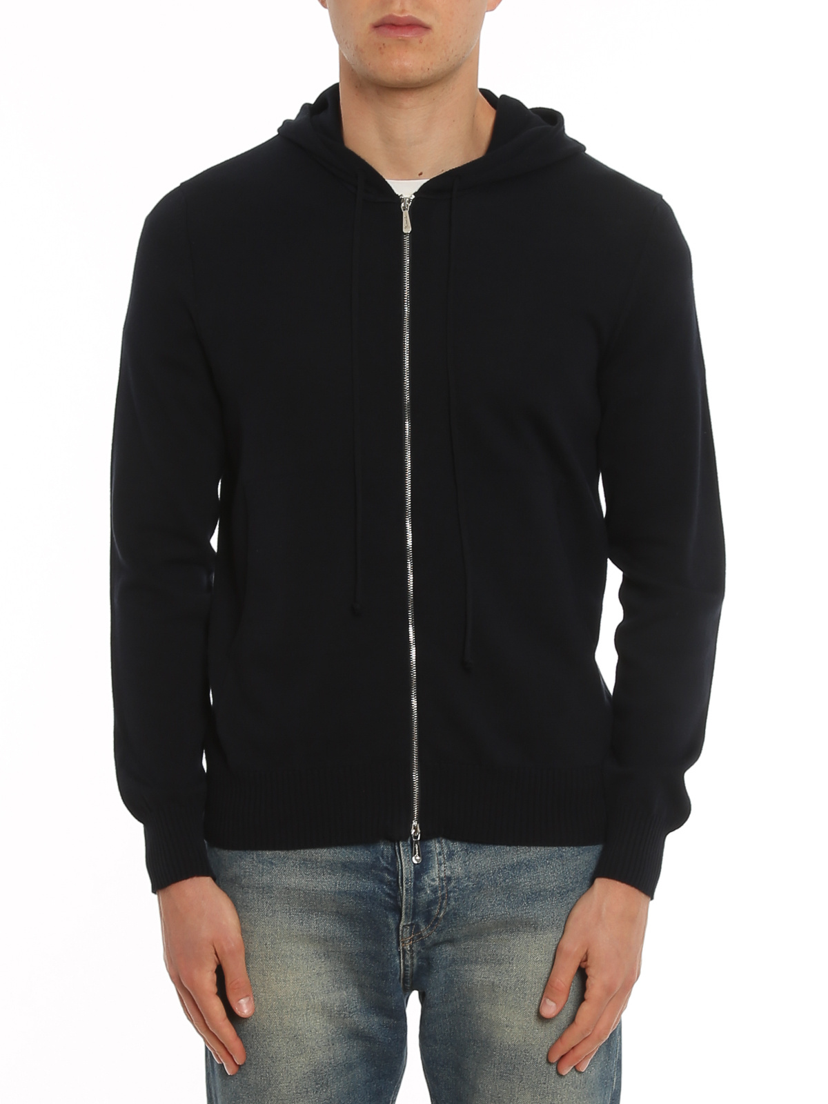 Drumohr Knitted Zip-up Hoodie In Black
