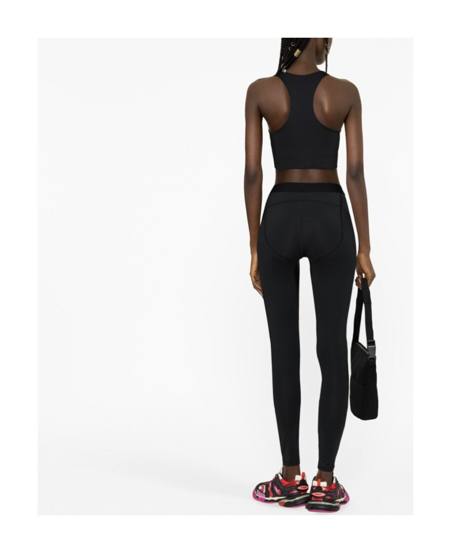 Balenciaga Logo-waistband Leggings In Black