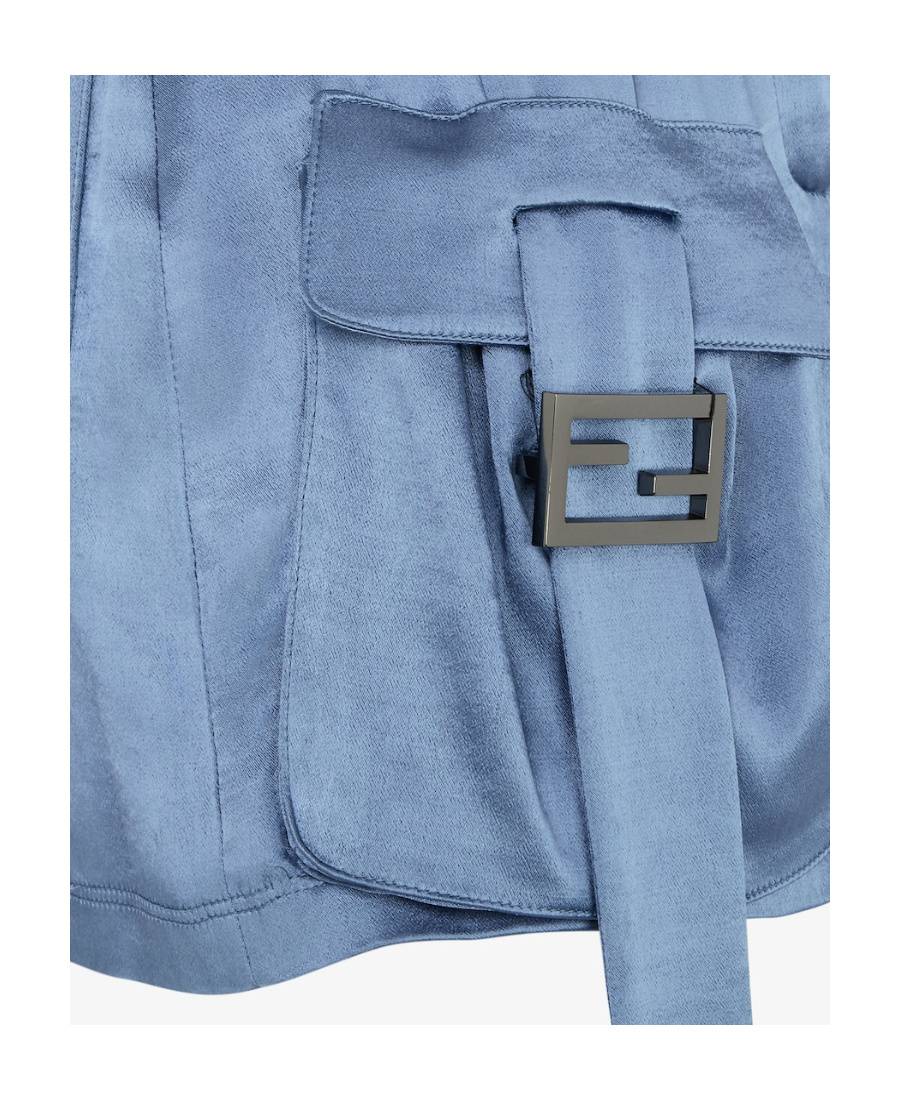 Fendi Cargo Pockets Satin Mini Skirt In Blue