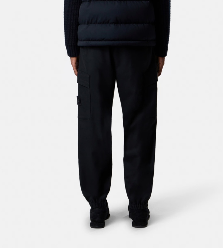 Stone Island Loose-fit Cargo Trousers With Elasticated Zipped Cuffs In Black