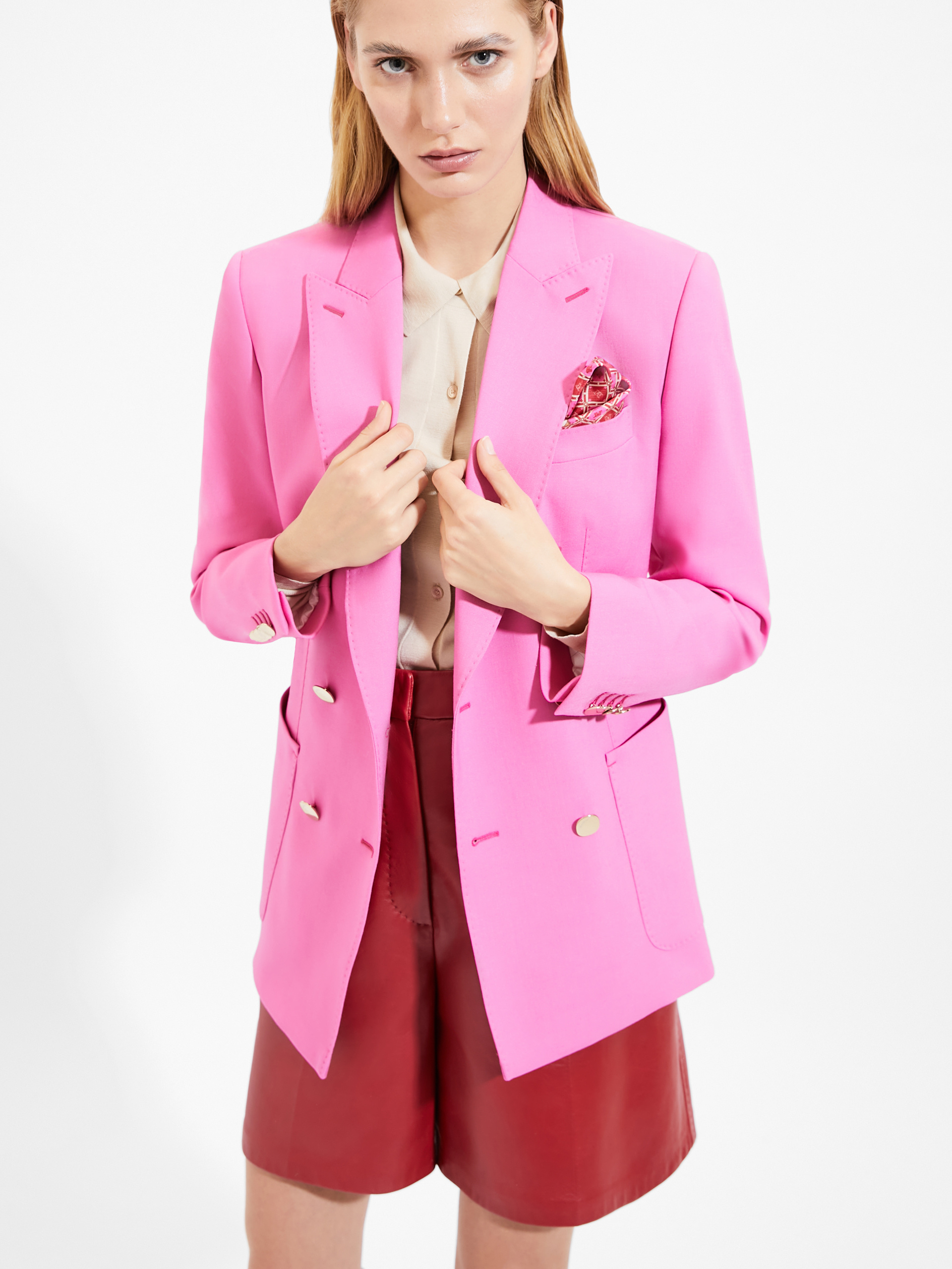Max Mara Double-breasted Tailored Blazer In Pink