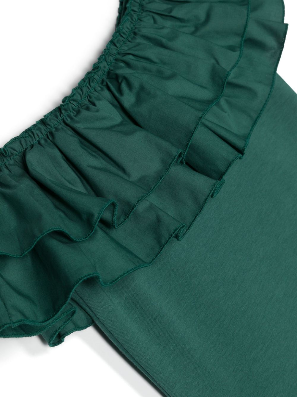 Monnalisa Ruffled Off-shoulder T-shirt In Green