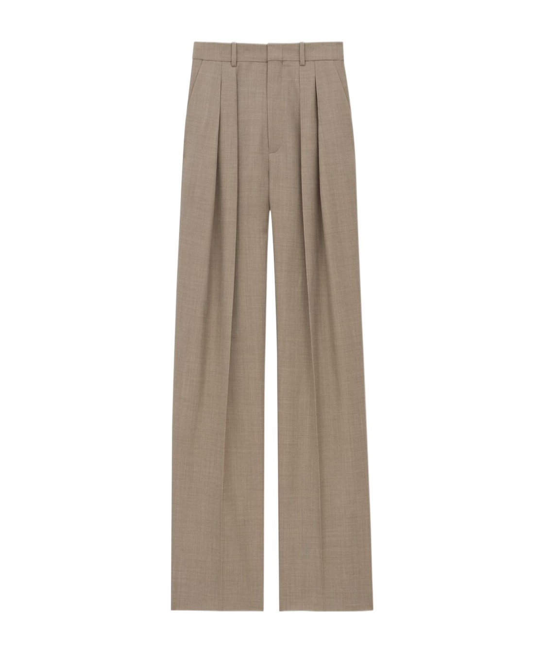 Saint Laurent Wool Tailored Trousers In Taupe Beige