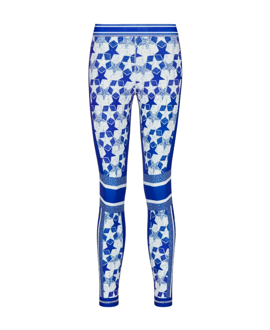 Dior Plain Jersey Full Print Leggings In Blue