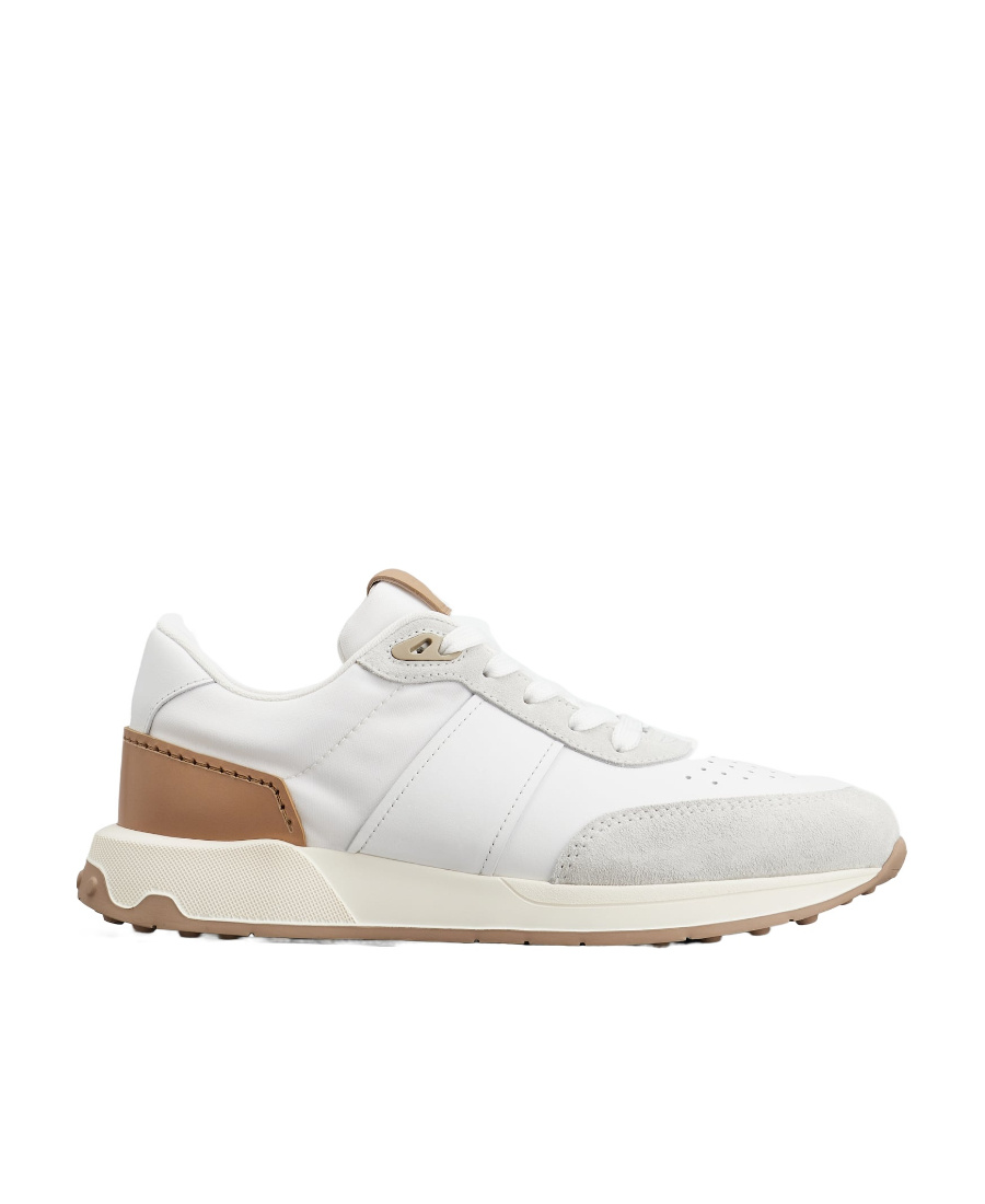 Tod's Low-top Suede And Leather Sneakers In White
