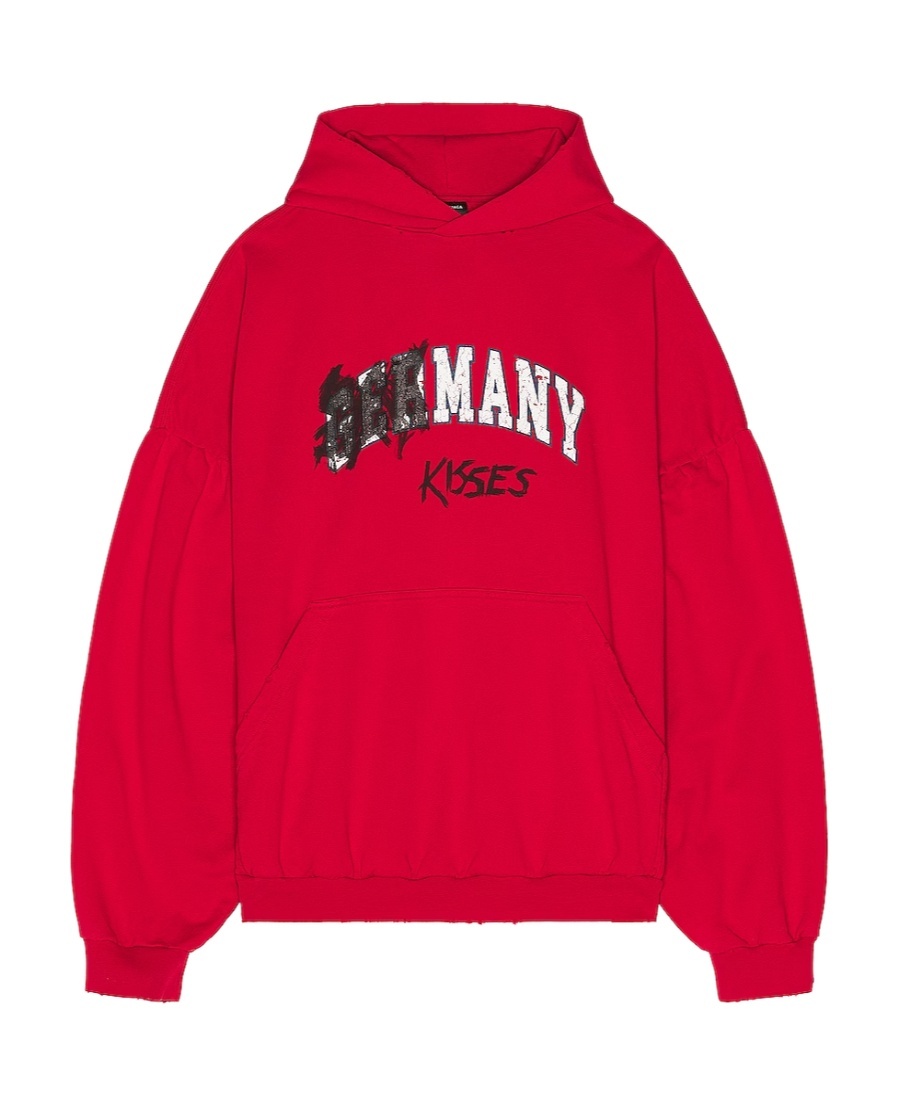 Balenciaga Hooded Long-sleeved Sweater In Red