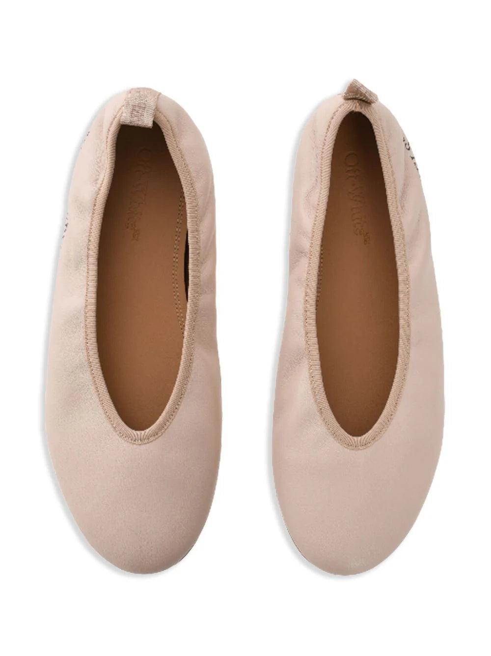 Off-white High Heels Ballerina Shoes In Nude