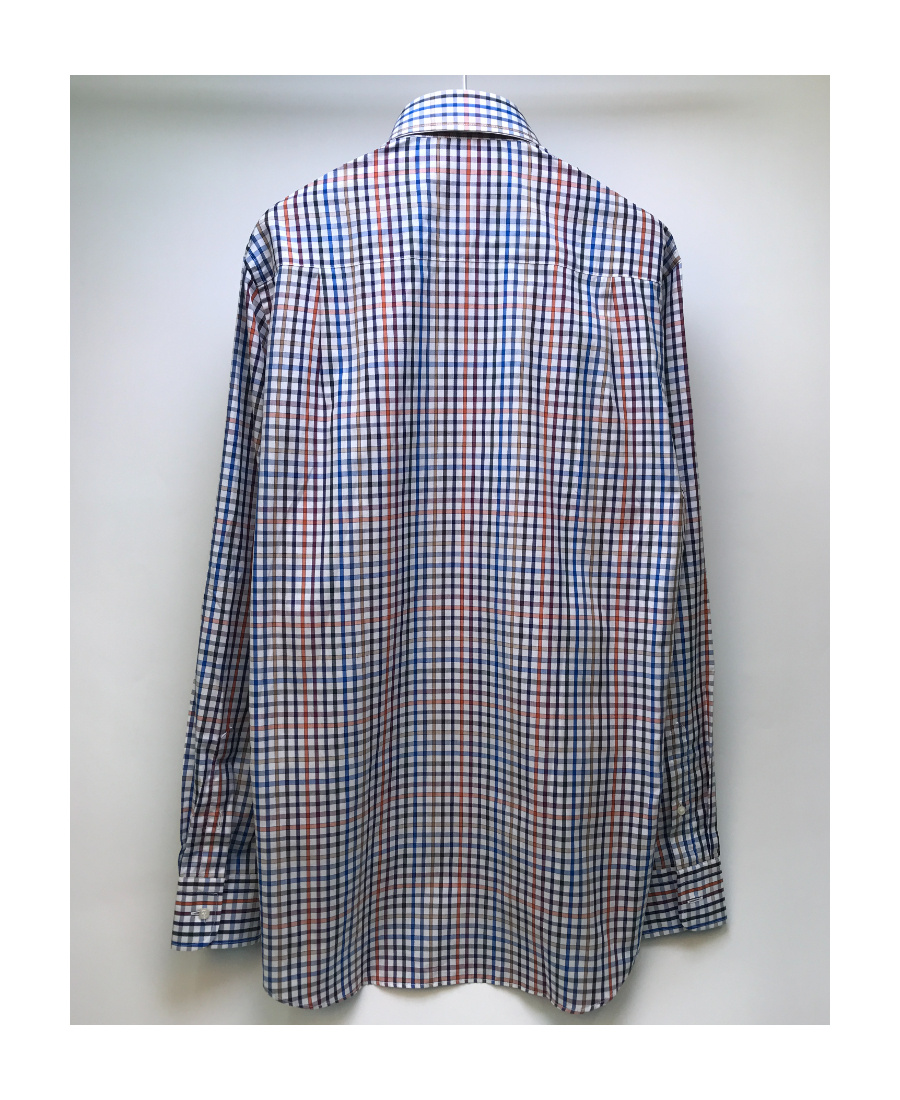Shop Paul & Shark Lapel Plaid Long-sleeved Shirt In Gray