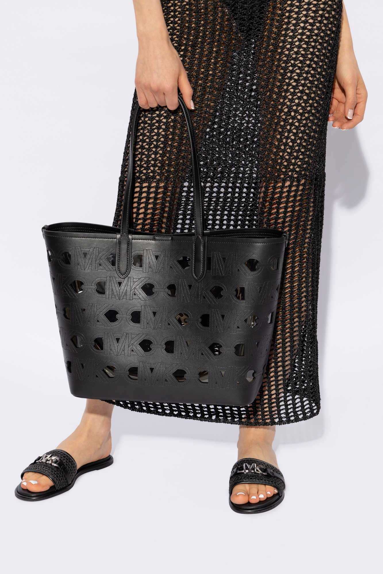 Michael Michael Kors Large Eliza Leather Tote Bag In Black