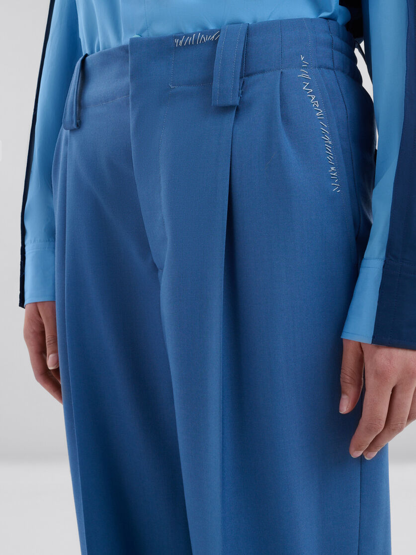 Marni High-waisted Wide-leg Trousers With Sharp Pleats In Blue