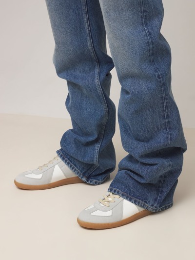 Maison Margiela Women Replica Low-top Leather Sneakers With Suede Inserts In White