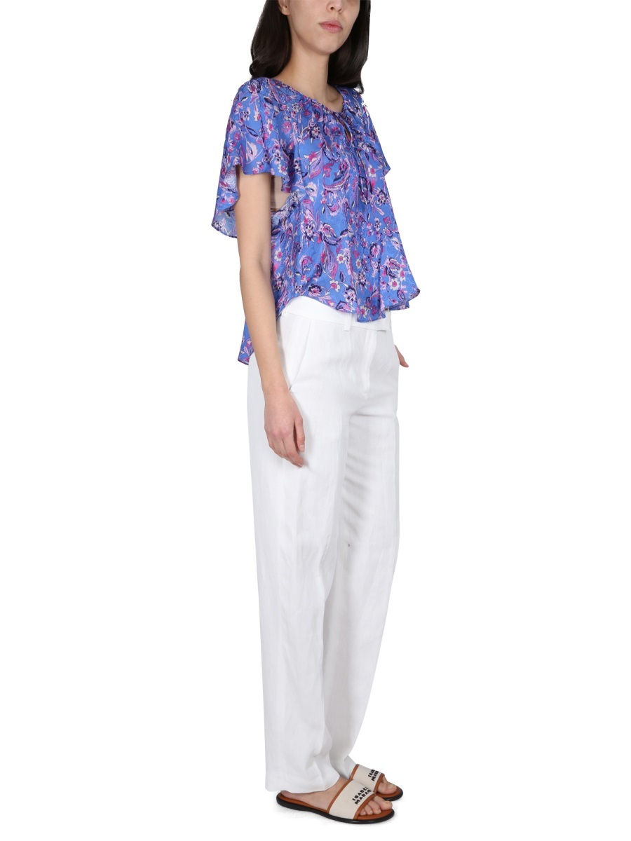 ISABEL MARANT FLORAL-PRINT SHORT-SLEEVE BLOUSE