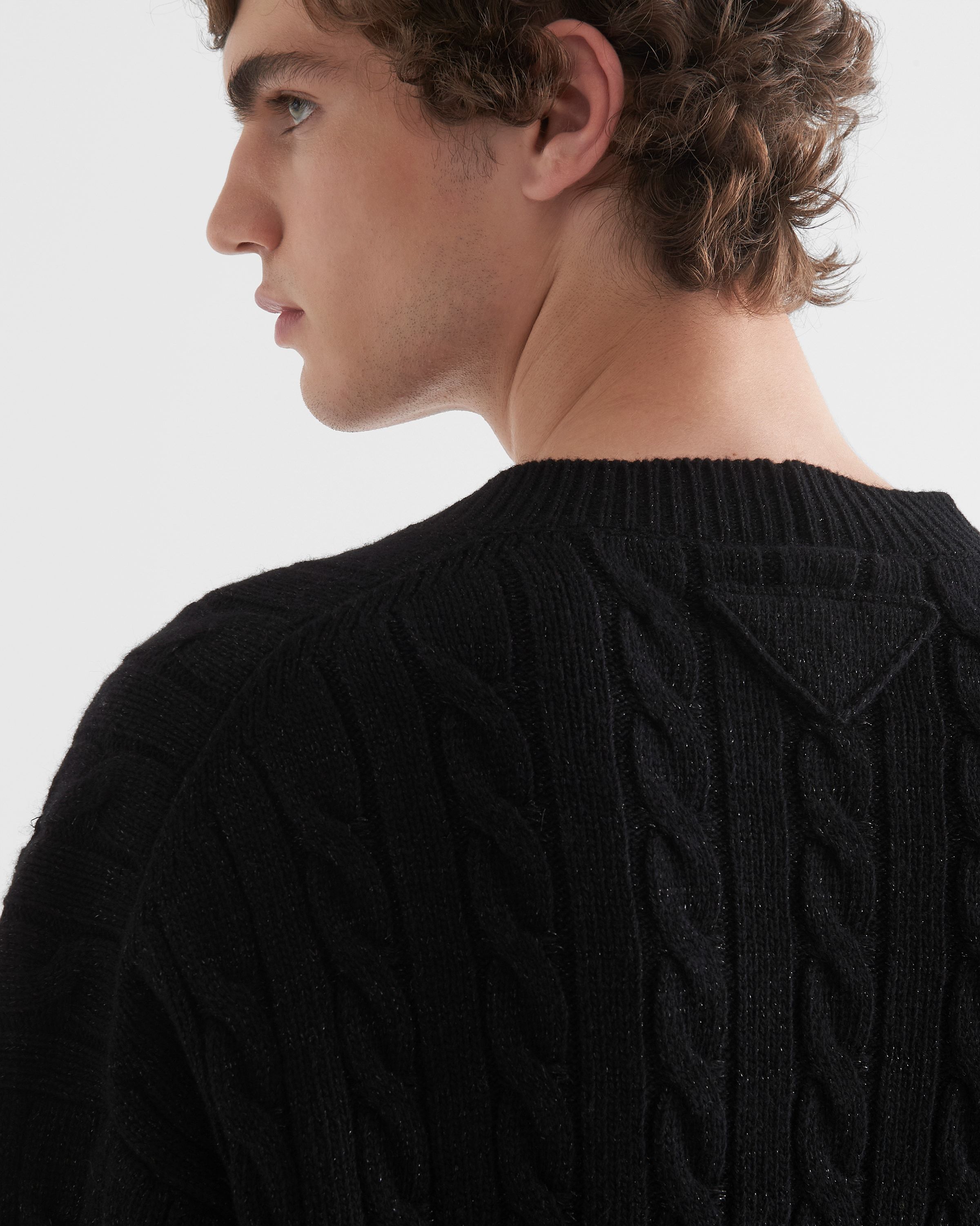 Prada Cablie-knit Virgin-wool Cardigan In Black