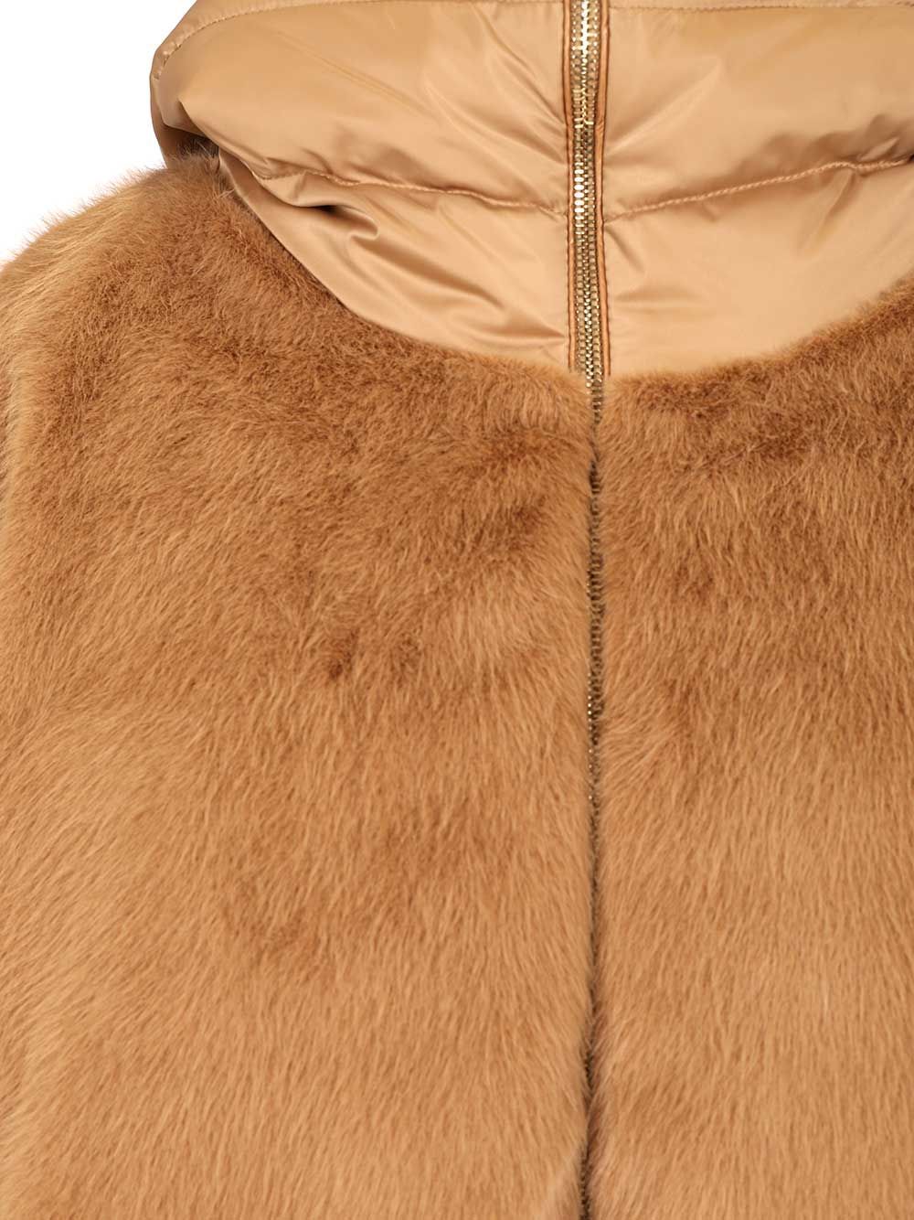 Herno Velvet Padded Down Jacket Coats Beige In Brown