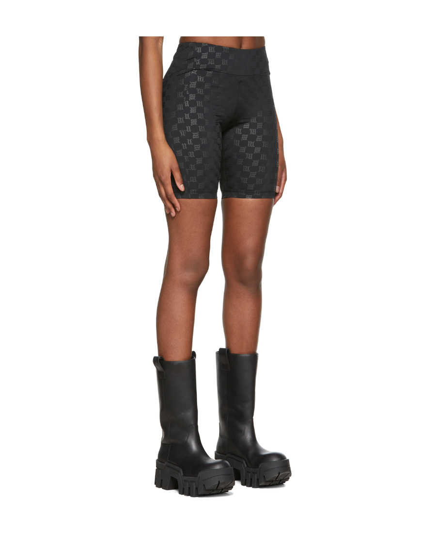 Misbhv Black Monogram Biker Shorts In Black