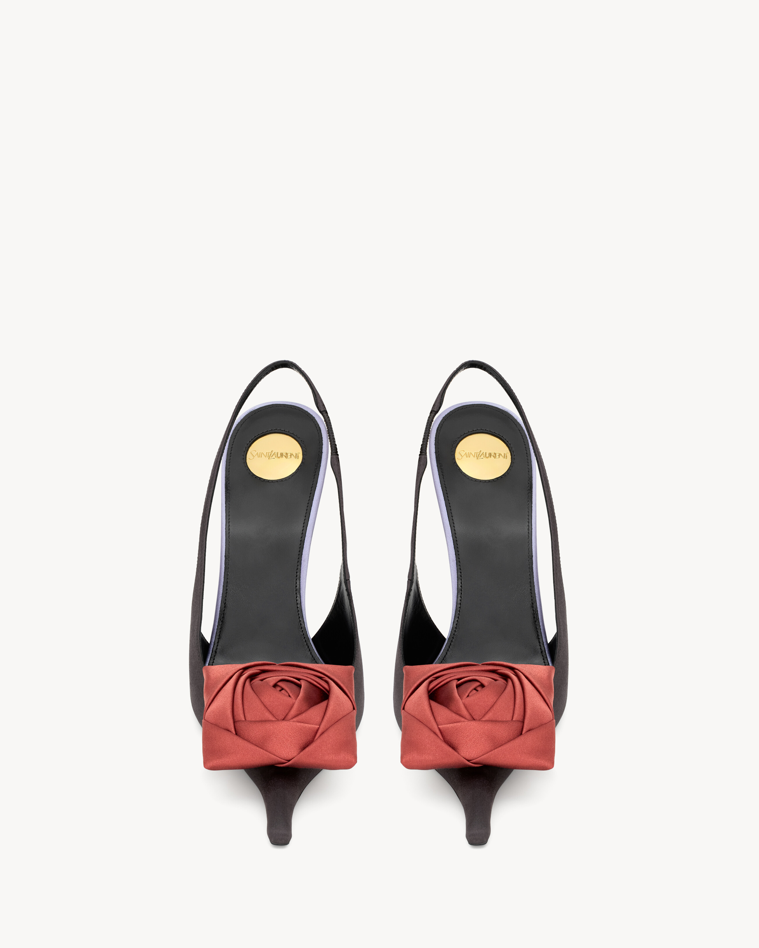Saint Laurent Satin Embellished Amalia Slingback Pumps 110 In Black