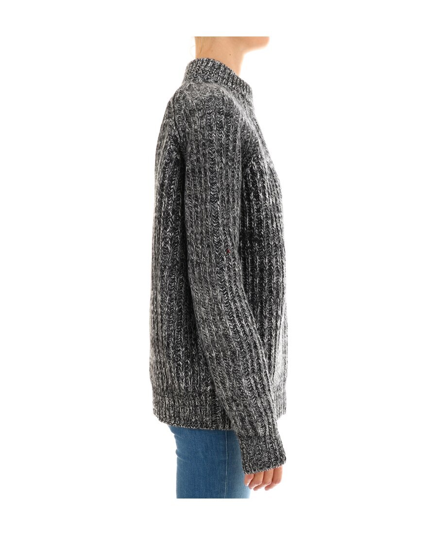 Shop Plan C High-necked Casual Sweater In Black