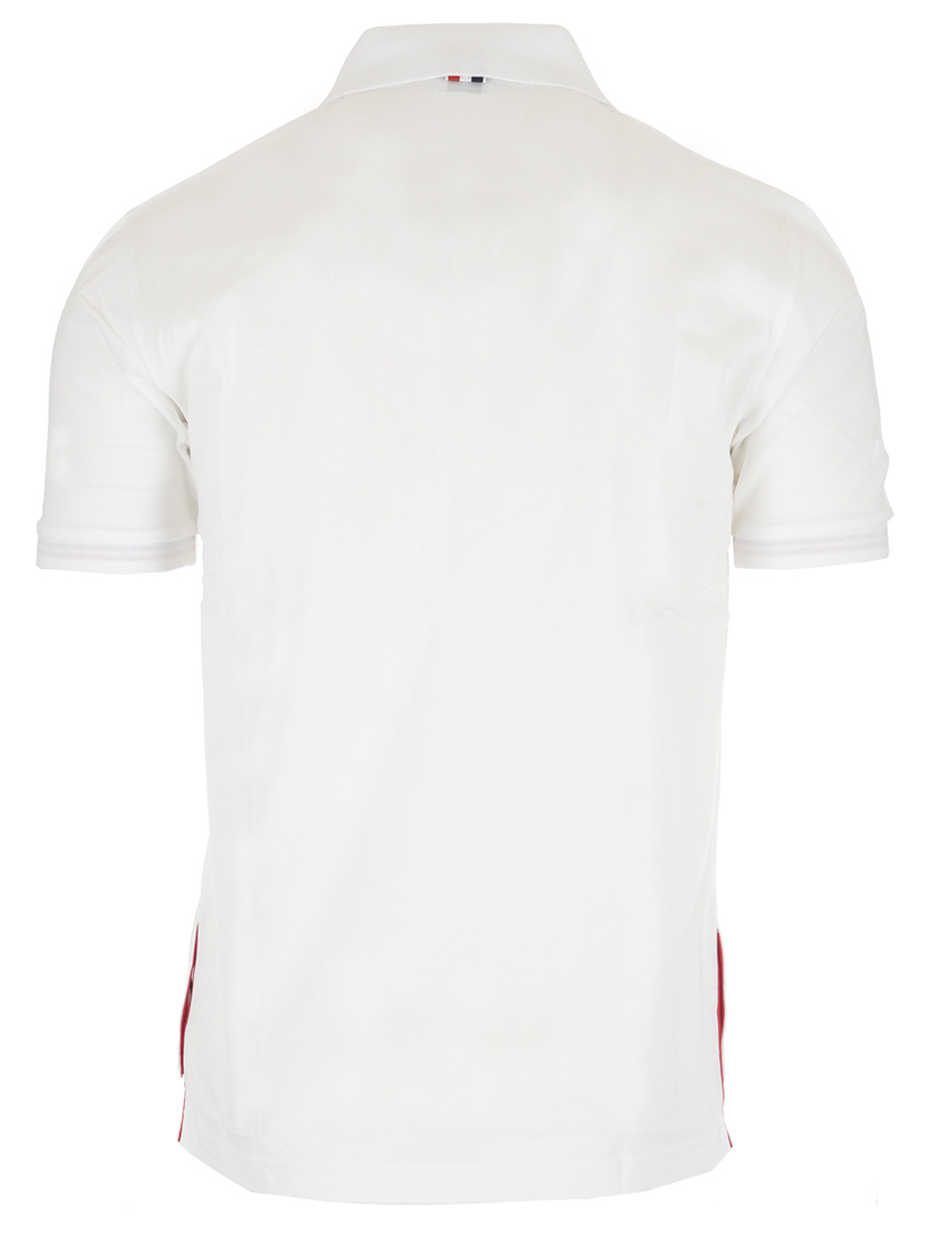 Thom Browne Cotton Polo Shirt With Ribbed Collar And Side Slits In White