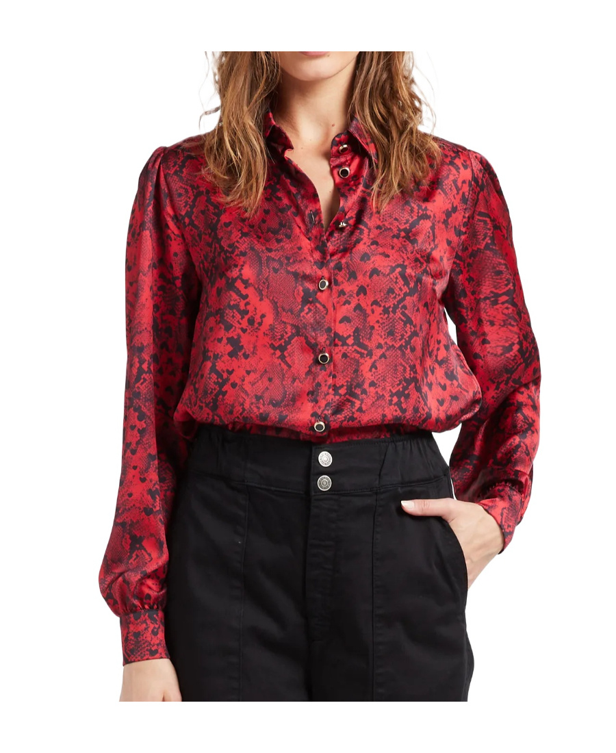 Liu •jo Snake-print Long-sleeve Shirt In Red