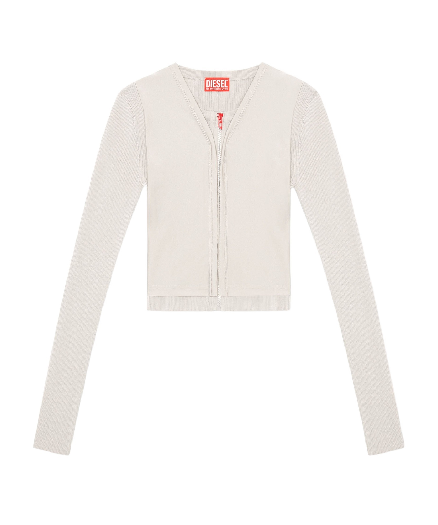 Diesel M-ros Zipped Cardigan In Grey