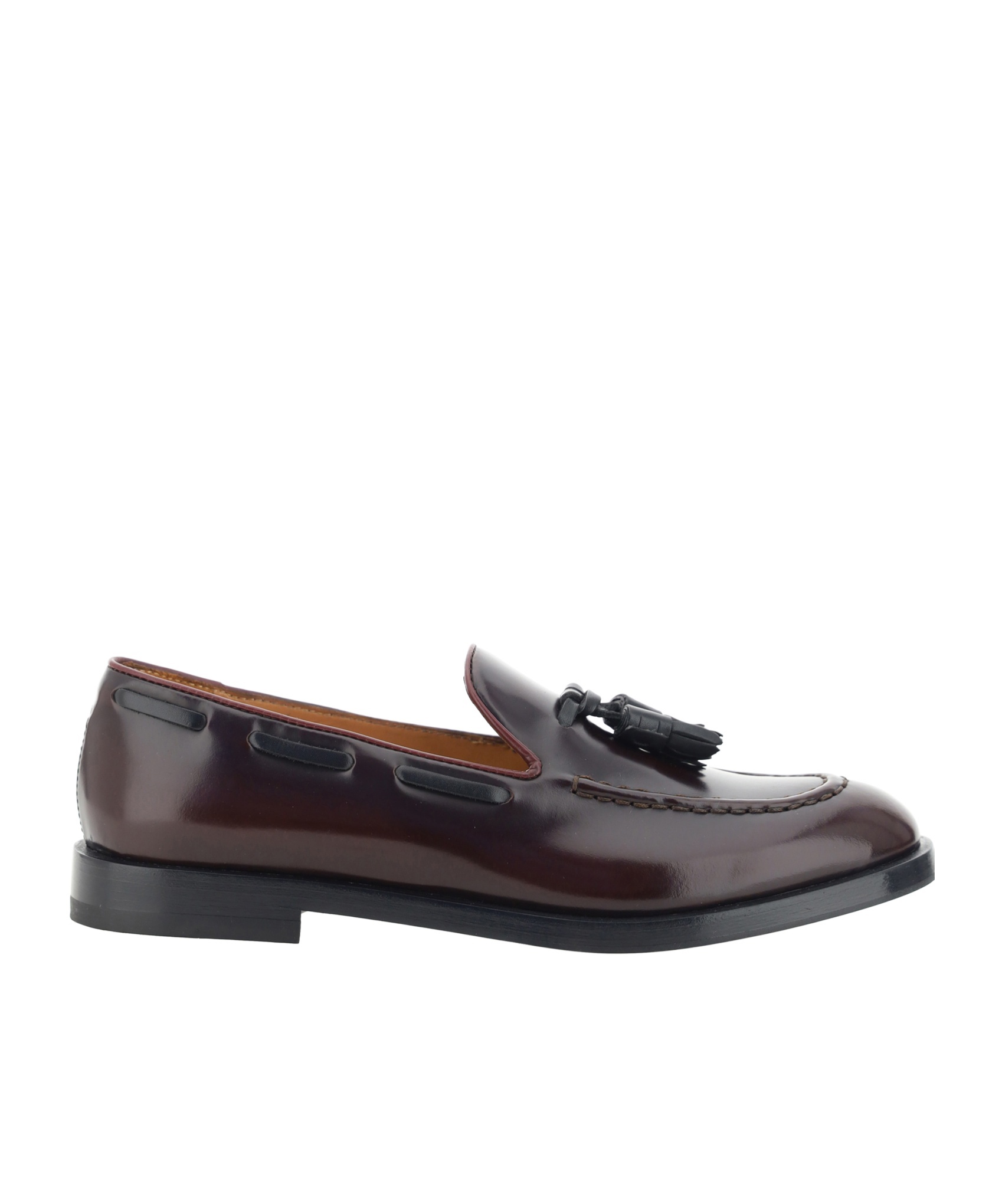 Fratelli Rossetti Mahogany Leather Moccasin With Tassels In Black