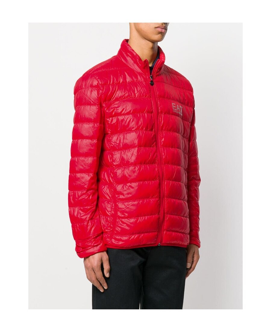 Ea7 Padded Logo Jacket In Red