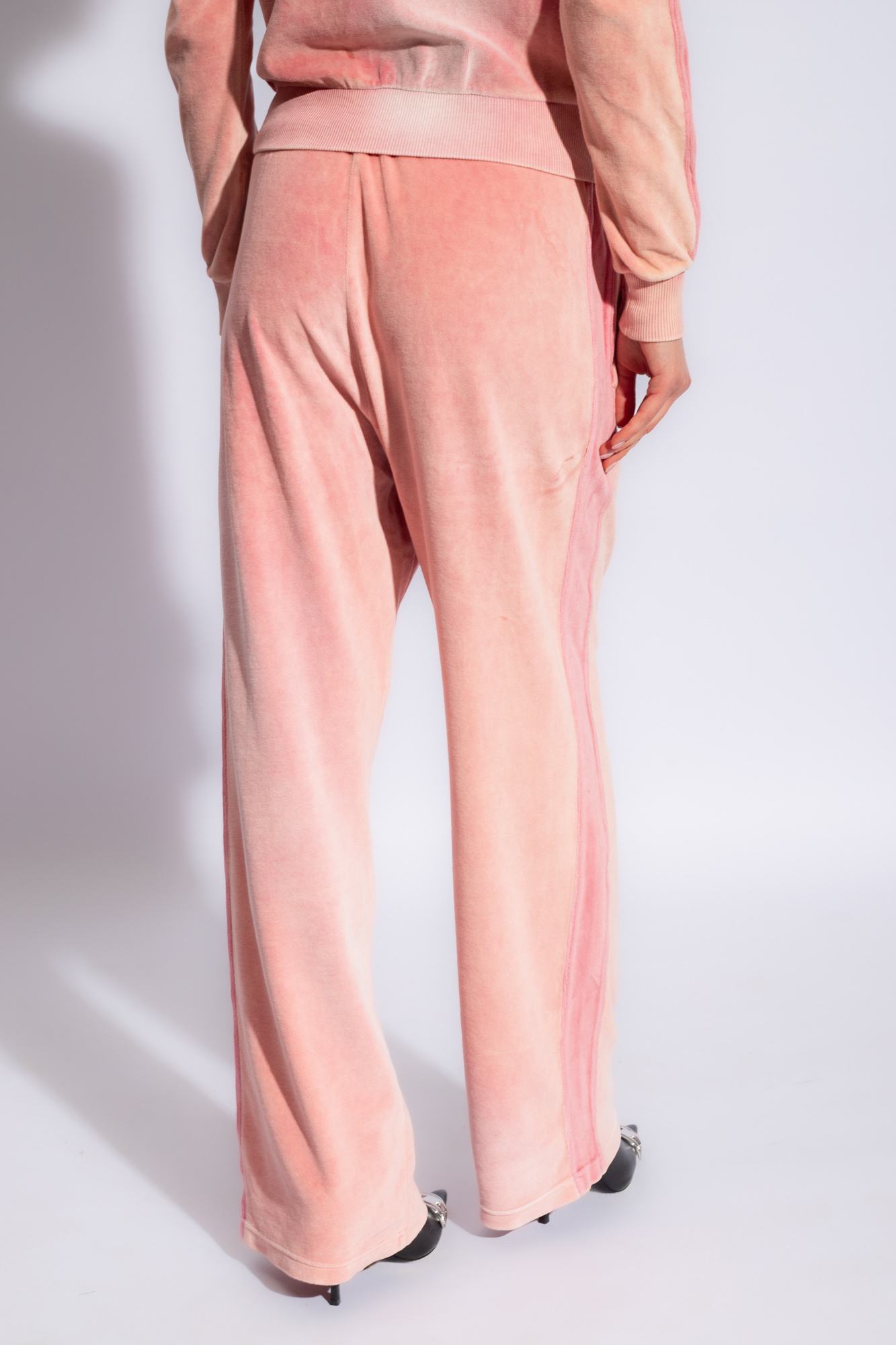 Diesel Low-rise Velvet Trousers In Pink
