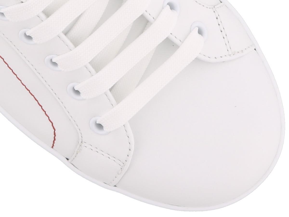 Dolce & Gabbana Portofino Leather Sneakers With Rubberized Logo Shoes In White