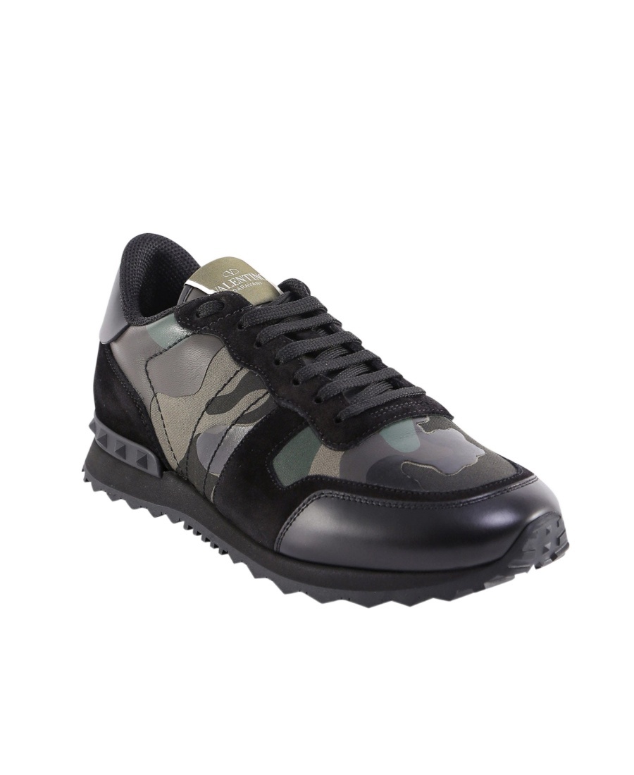 Valentino Rockrunner Camouflage Sneakers In Black