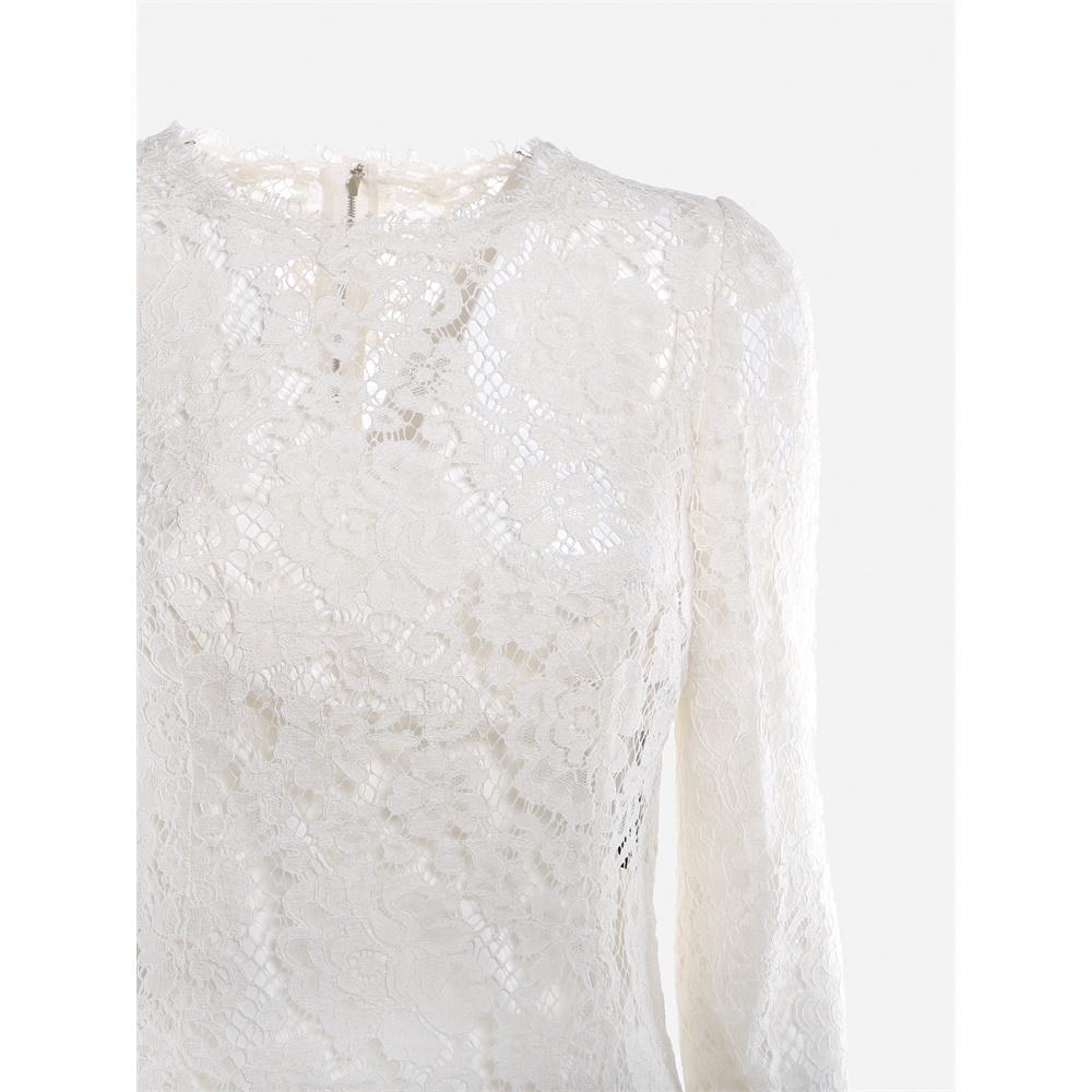Dolce & Gabbana Floral Lace Top In White