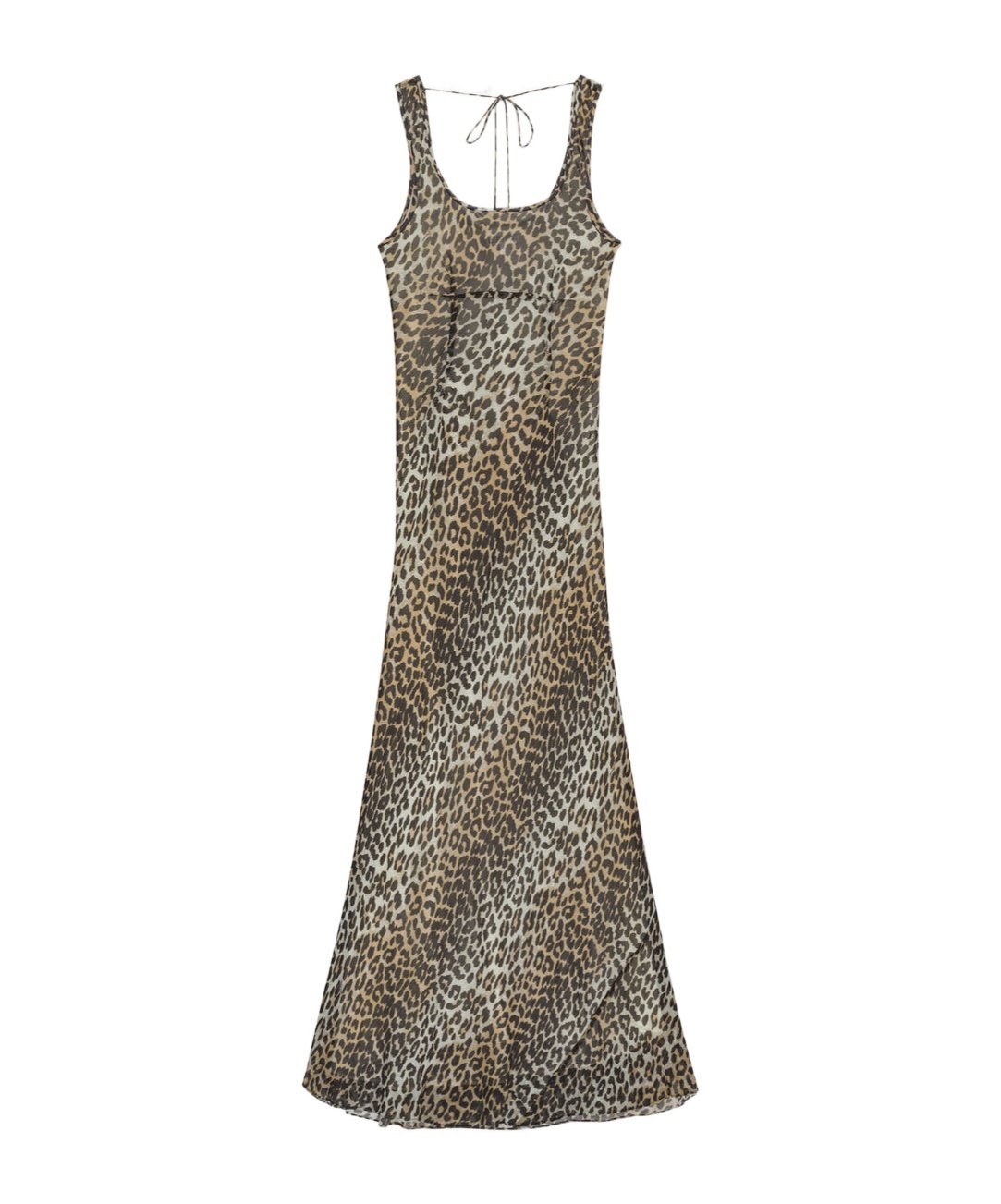 Ganni Animal Print Scoop Neckline Floor-length Dress