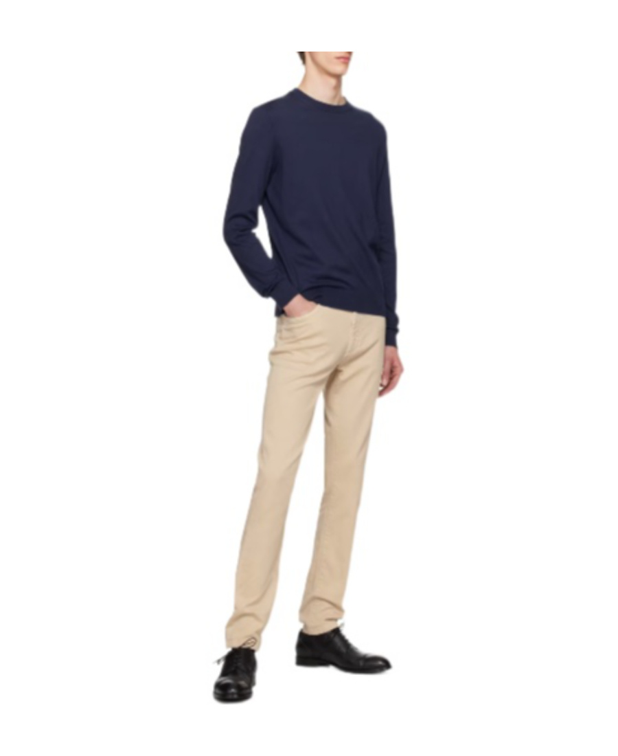 Zegna Fine-knit Cotton Jumper In Blue