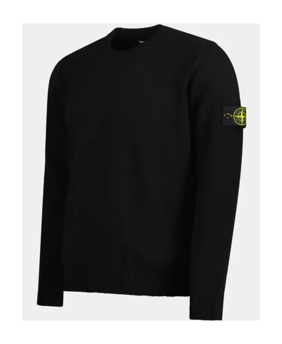 Shop Stone Island Logo Patch Crewneck Knitted Jumper In Black