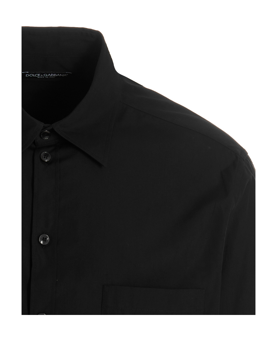 Dolce & Gabbana Logo-patch Button-up Shirt In Black