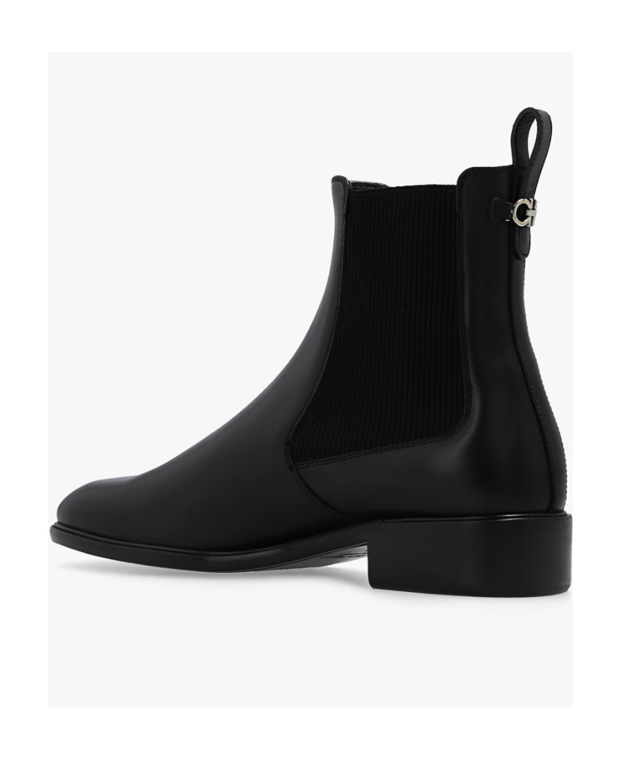 Ferragamo Gancini Logo Chelsea Boots In Black