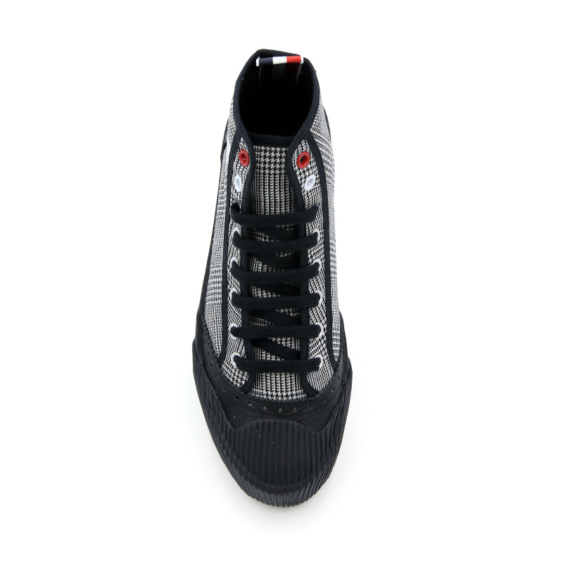Thom Browne Checkered Round-headed Casual Sports Shoes In Black