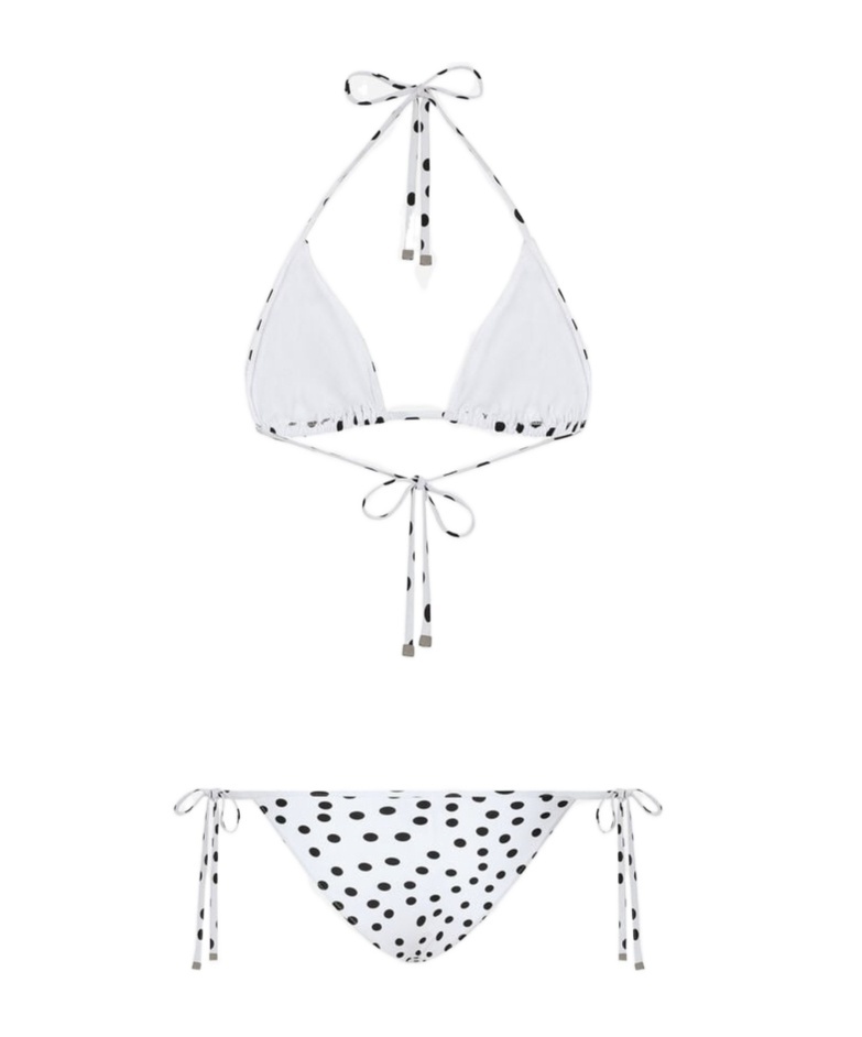 Dolce & Gabbana Polka Dot-print Triangle-cup Bikini Set In White