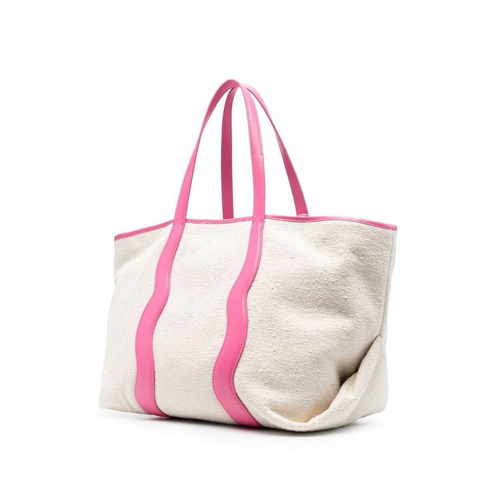 Palm Angels Canvas Tote Bag With Contrast Logo Print In Pink