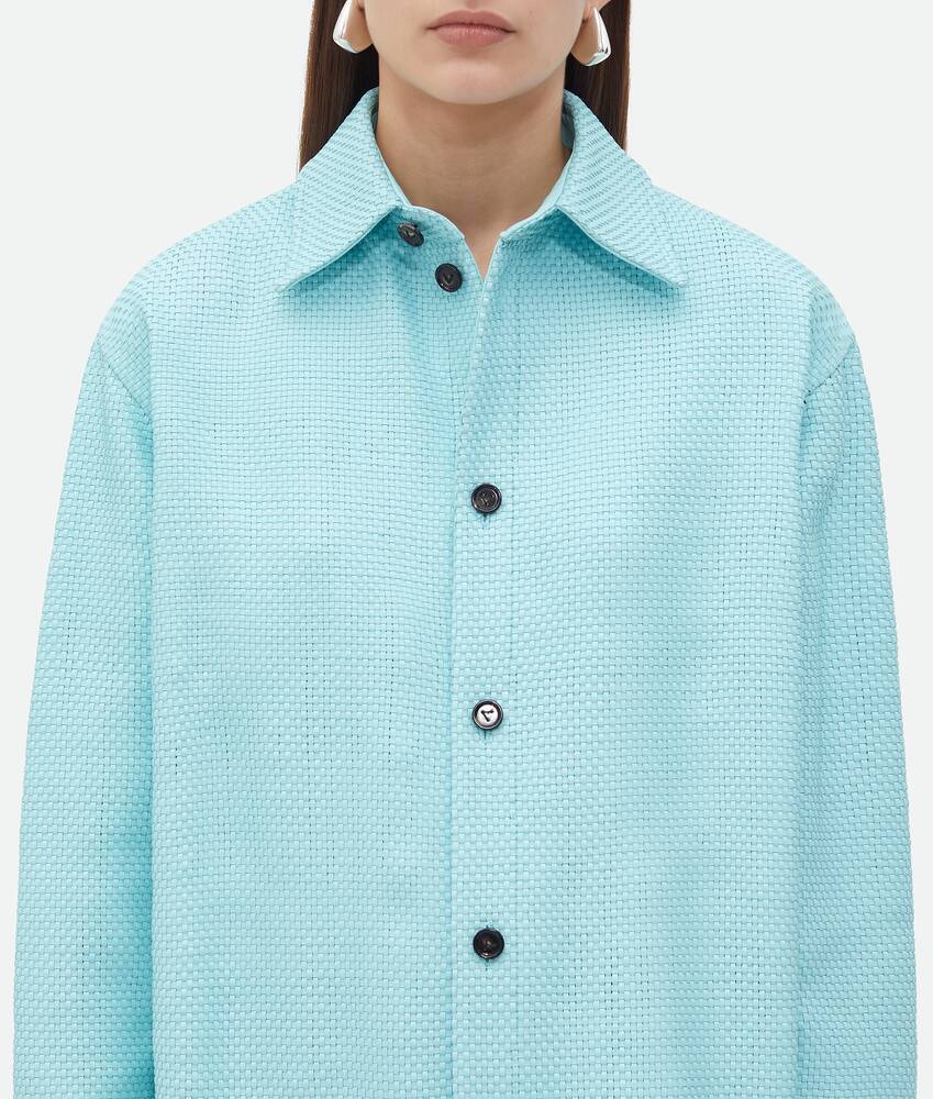 Shop Bottega Veneta Mini Intrecciato Leather Shirt In Blue