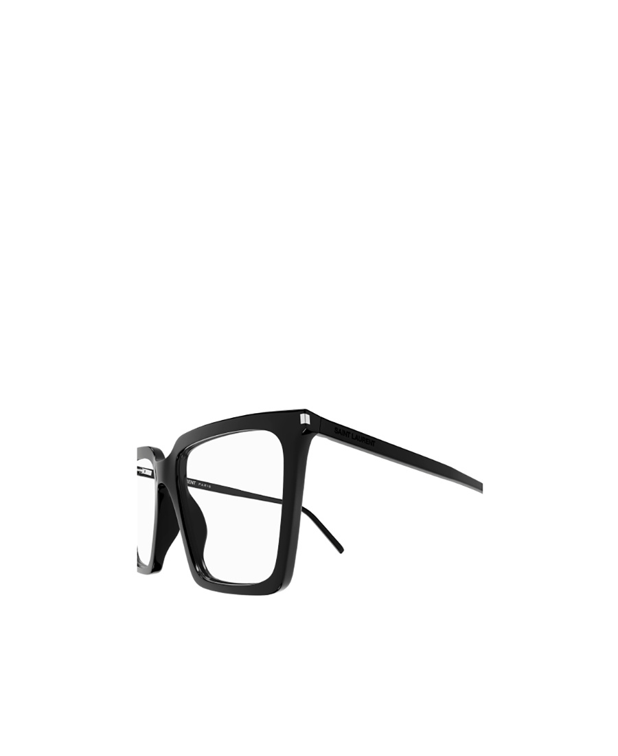 Saint Laurent Logo-engraved Square-frame Glasses In Black