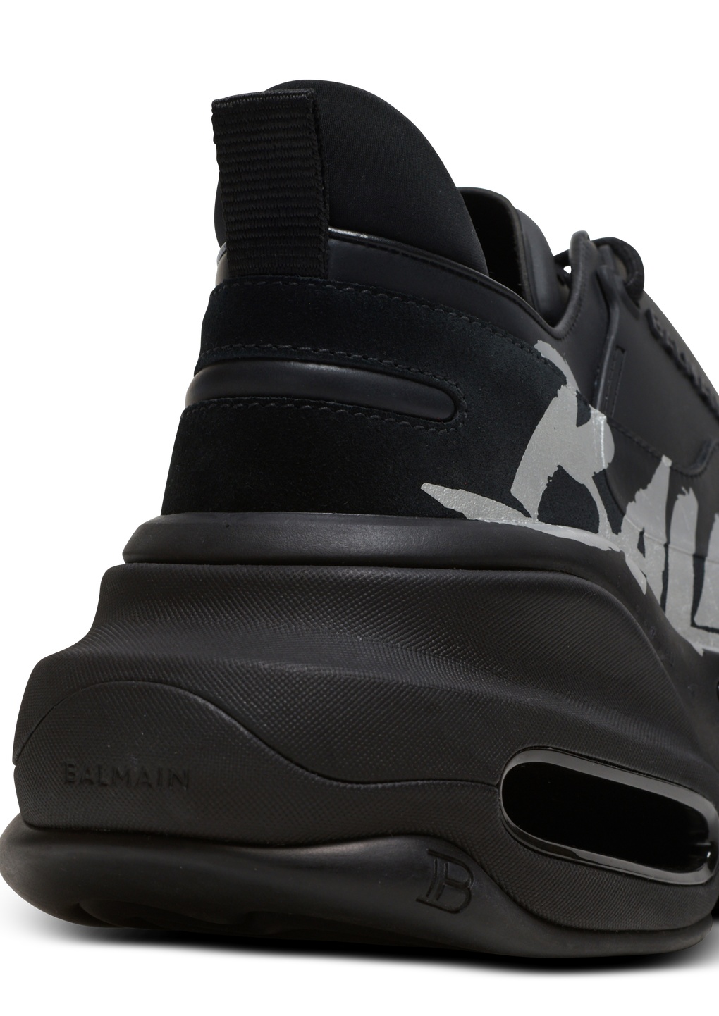 BALMAIN B-BOLD TRAINERS IN RUBBERISED LEATHER AND NEOPRENE