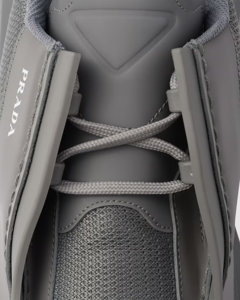 PRADA SYSTEME BRUSHED LEATHER SNEAKERS WITH BIKE FABRIC AND SUEDE ELEMENTS