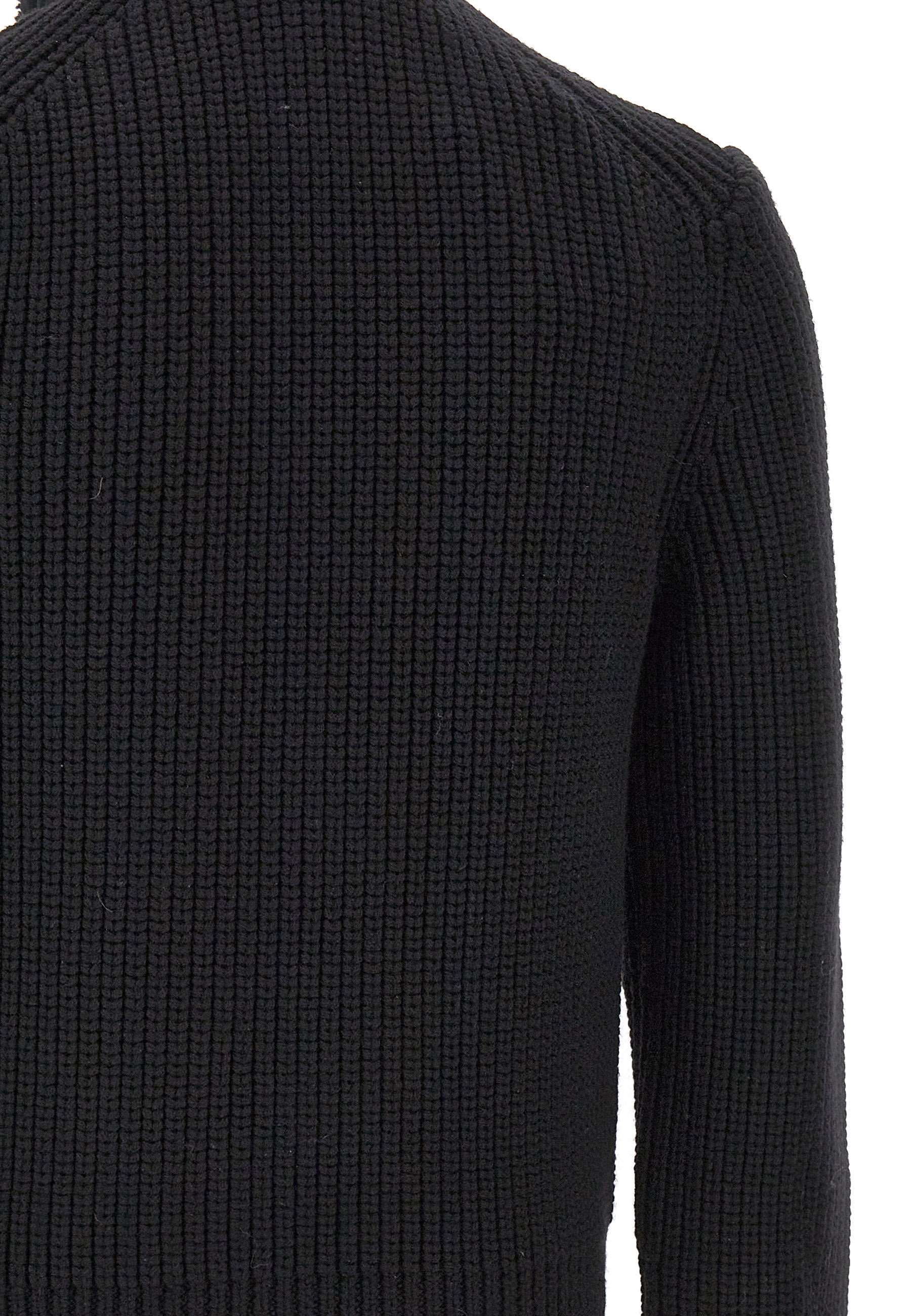 Mackage Leather-trimmed Knitted-sleeve Jacket In Black