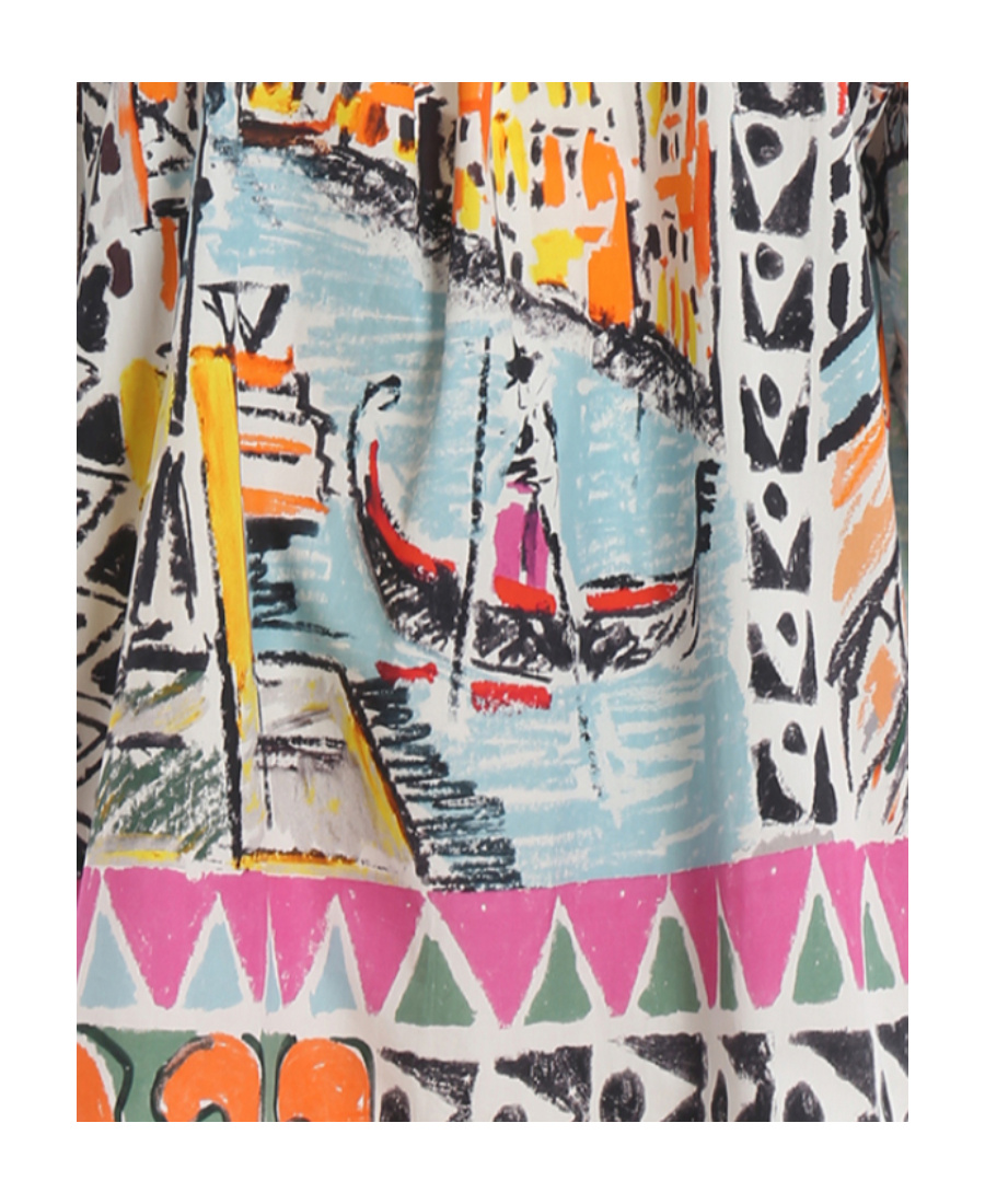 Prada Strapless Print Blouse In Gray