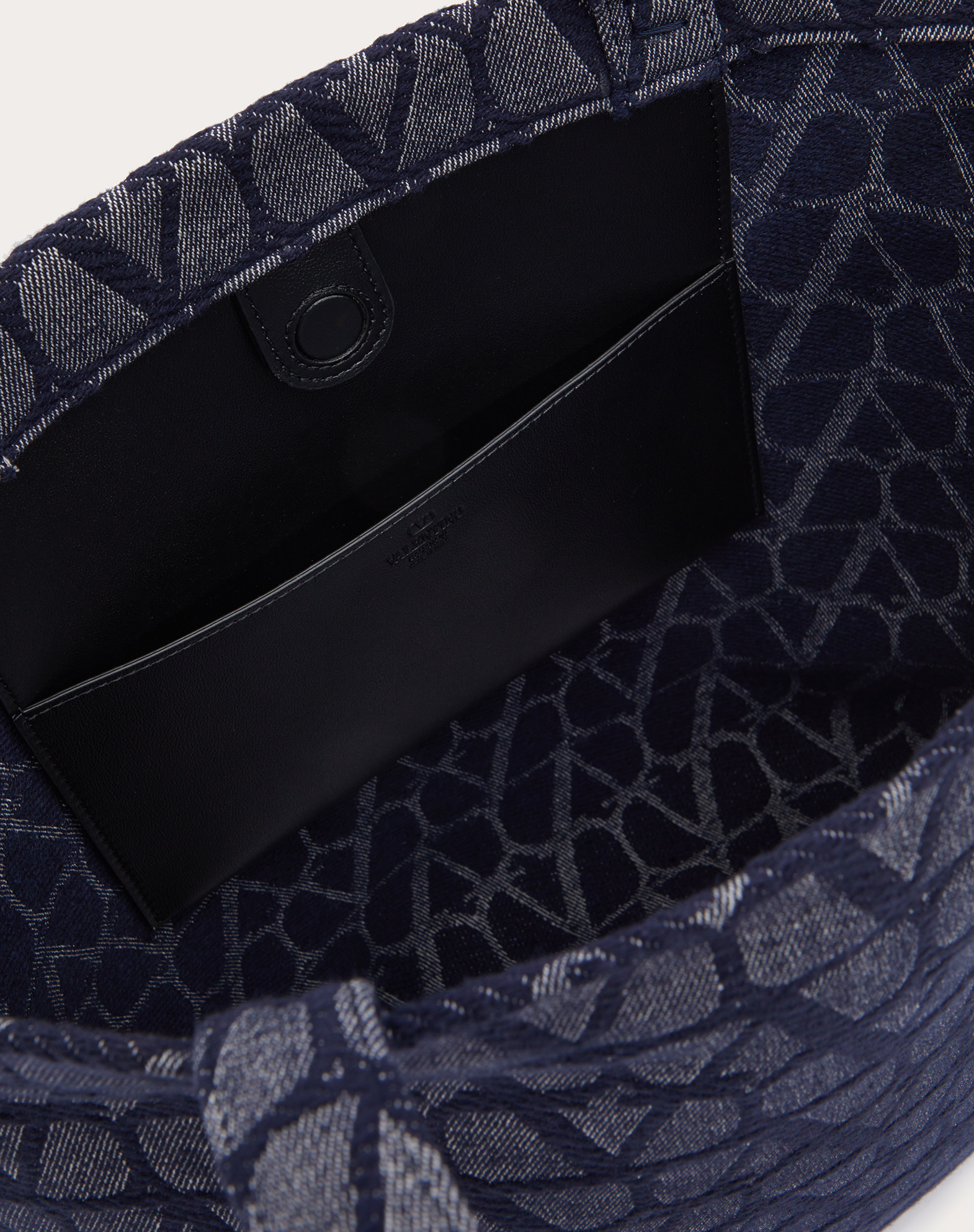 Valentino Vlogo Denim Tote Bag In Black