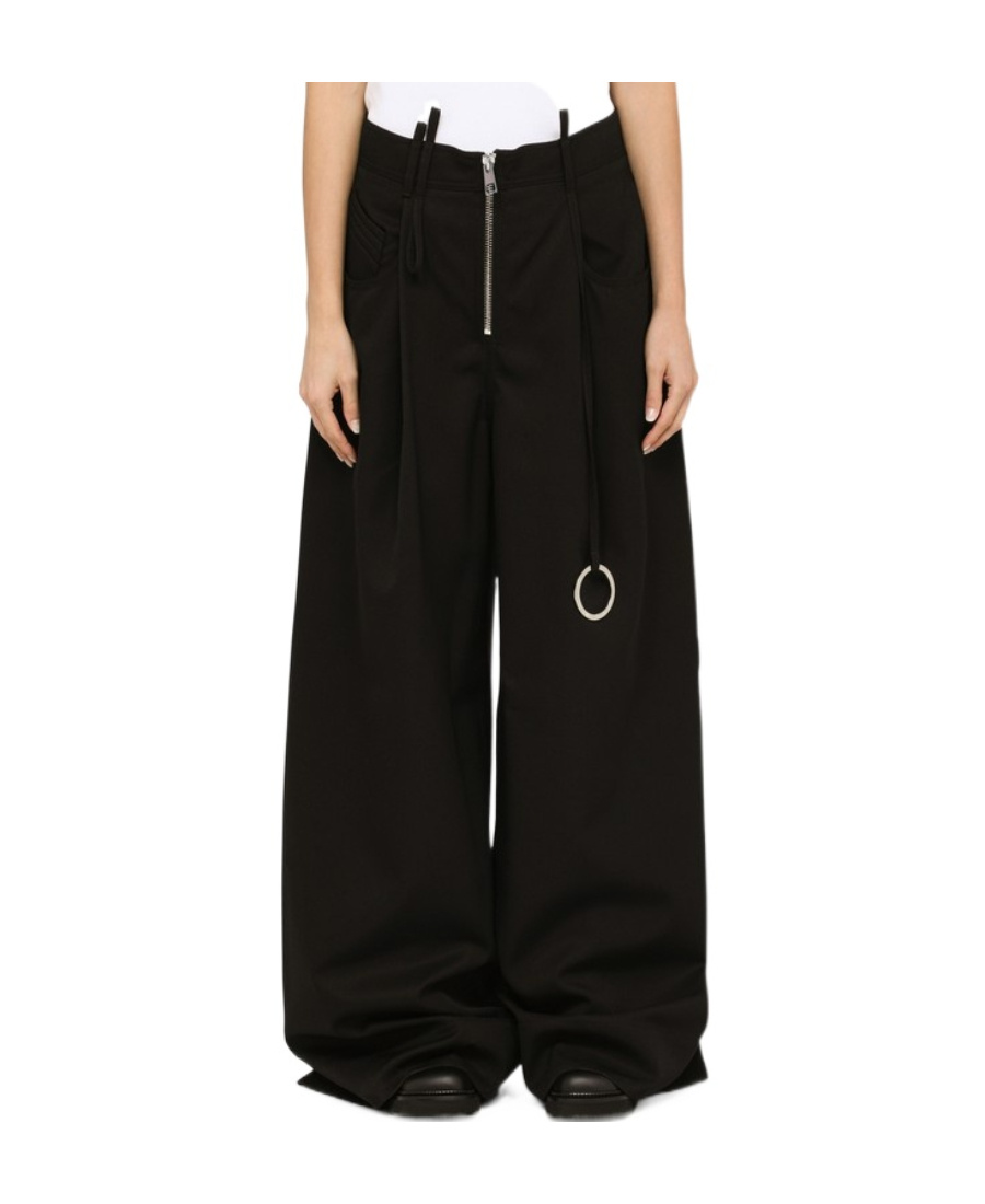 Attico Large Outline Wool Trousers In Black