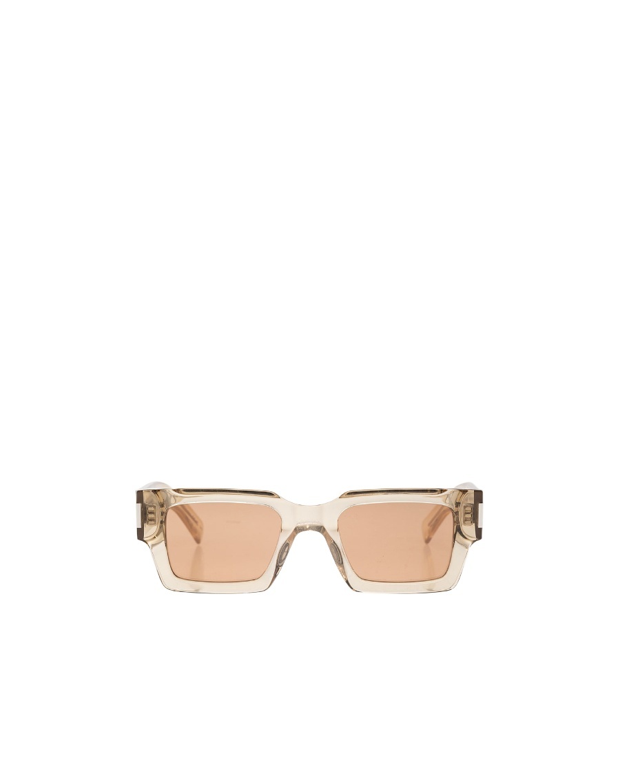 Saint Laurent Womens Yellow Ys000468 Rectangle-frame Acetate Sunglasses In Nude