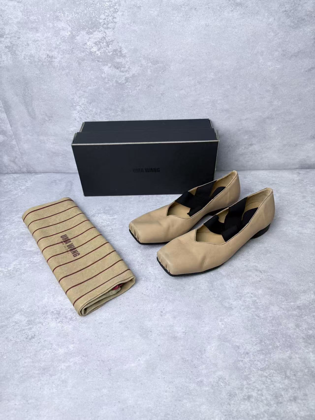 Uma Wang Square-toed Ballet Flats In Black