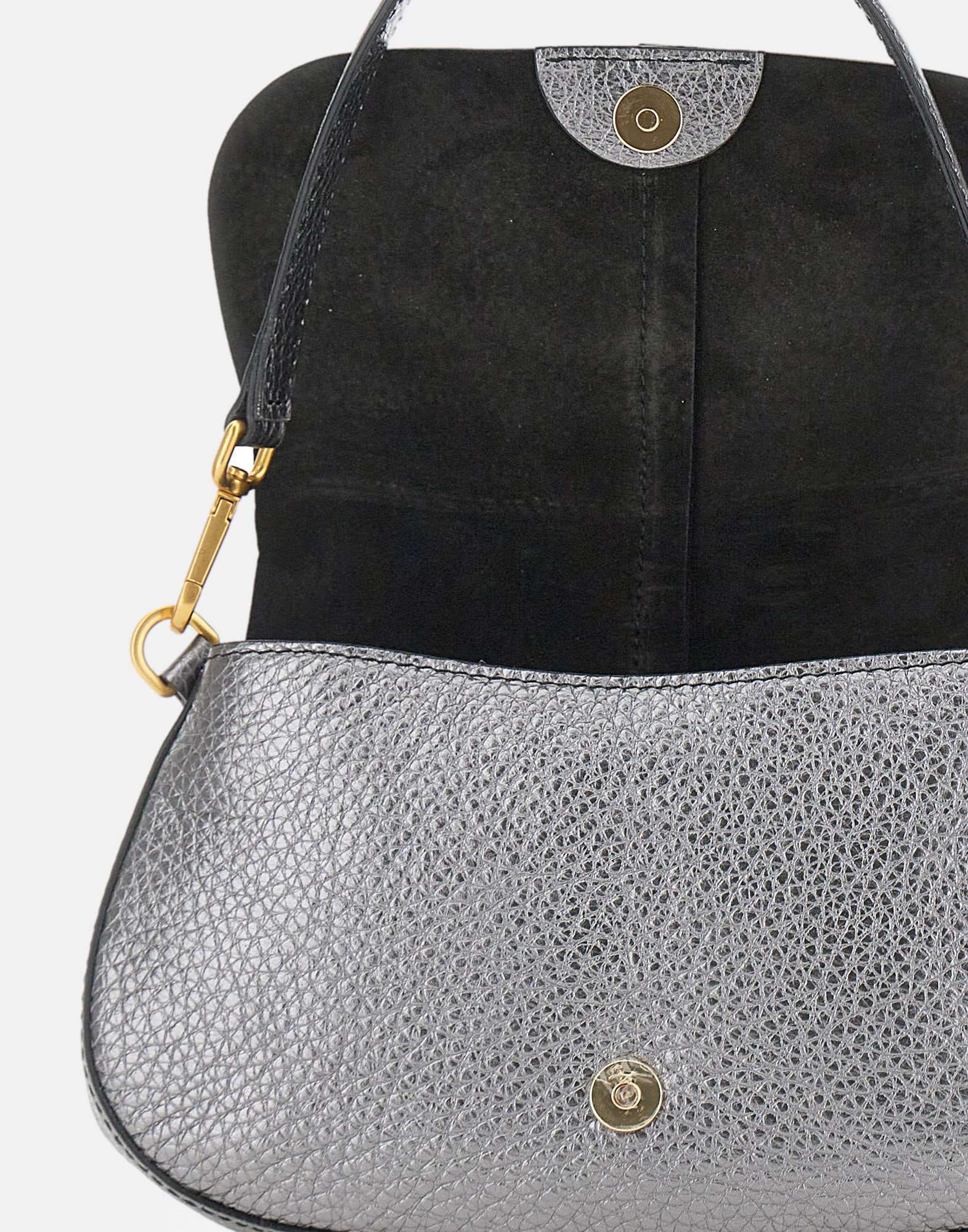 Gianni Chiarini Helena Round Foldover Top Shoulder Bag In Gray