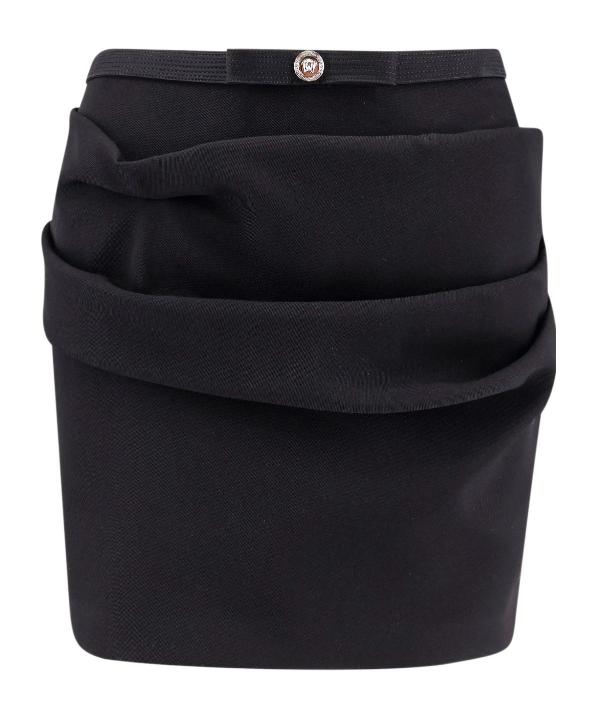 Versace Responsible Wool Mini Skirt With Medusa Detail In Black